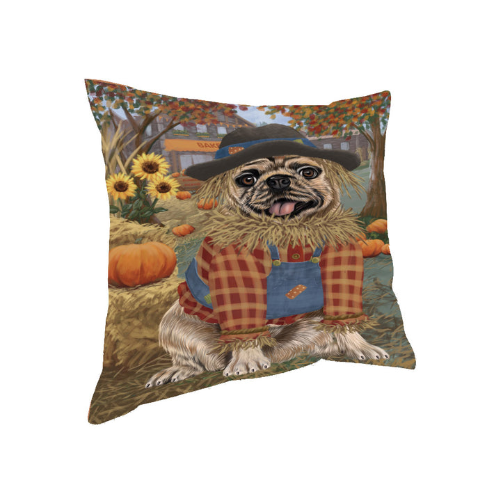 Fall Pumpkin Scarecrow Poodle Dogs Pillow PIL85360 (18x18)