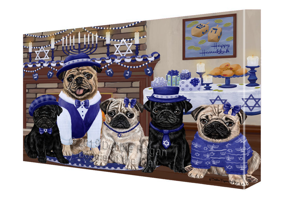 Happy Hanukkah Family Pug Dogs Canvas Print Wall Art Décor CVS144161