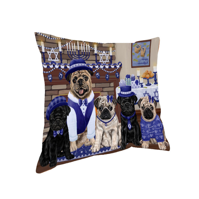 Happy Hanukkah Family Pug Dogs Pillow PIL85240
