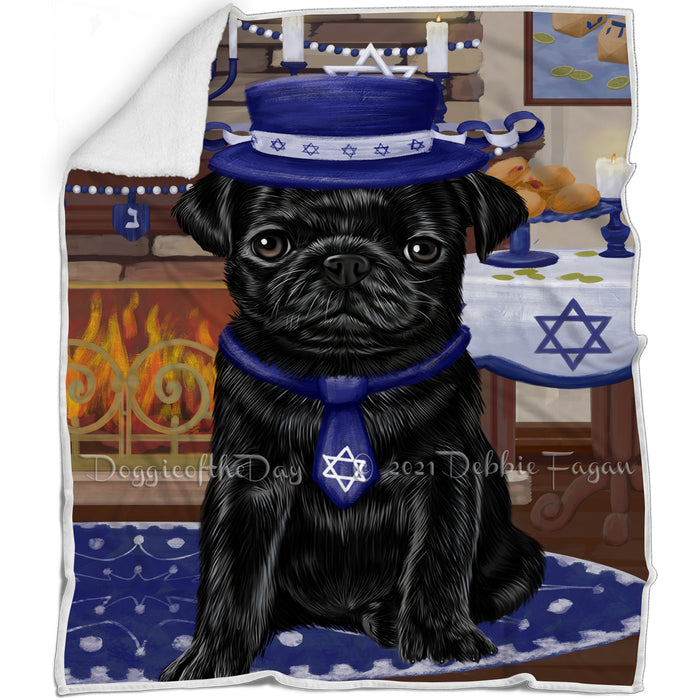Happy Hanukkah Pug Dog Blanket BLNKT144020