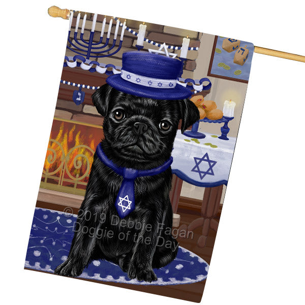 Happy Hanukkah Pug Dog House Flag FLG65995