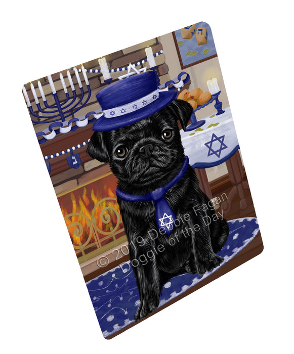Happy Hanukkah Pug Dog Cutting Board - For Kitchen - Scratch & Stain Resistant - Designed To Stay In Place - Easy To Clean By Hand - Perfect for Chopping Meats, Vegetables
