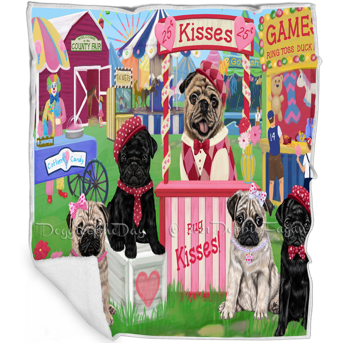 Carnival Kissing Booth Pugs Dog Blanket BLNKT122655