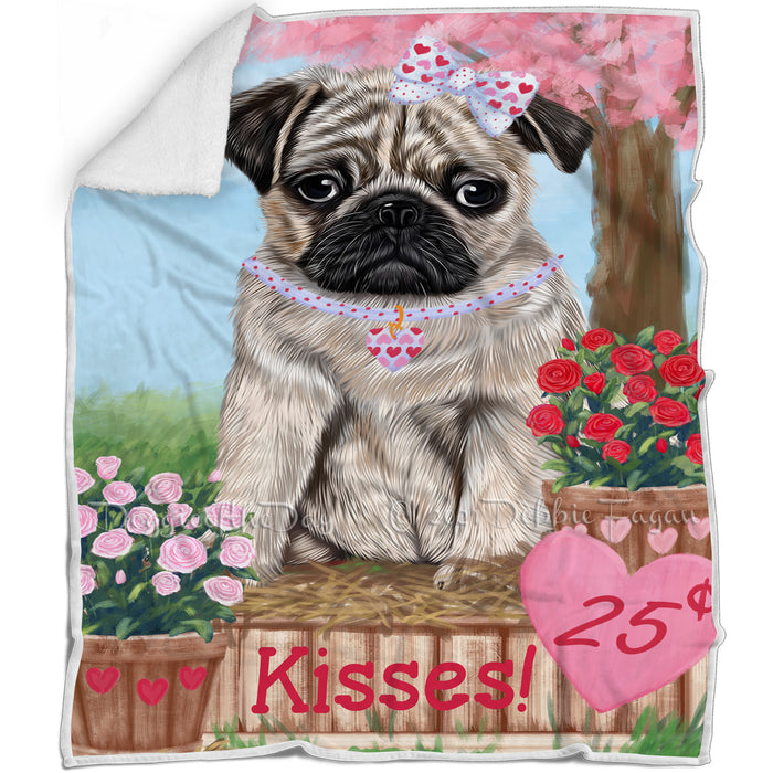 Rosie 25 Cent Kisses Pug Dog Blanket BLNKT123375