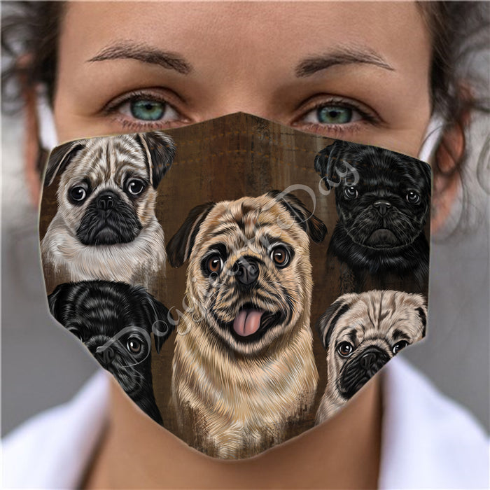 Rustic Pug Dogs Face Mask FM50078