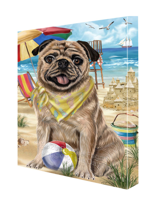 Pet Friendly Beach Pug Dog Canvas Wall Art - Premium Quality Ready to Hang Room Decor Wall Art Canvas - Unique Animal Printed Digital Painting for Decoration CVS165