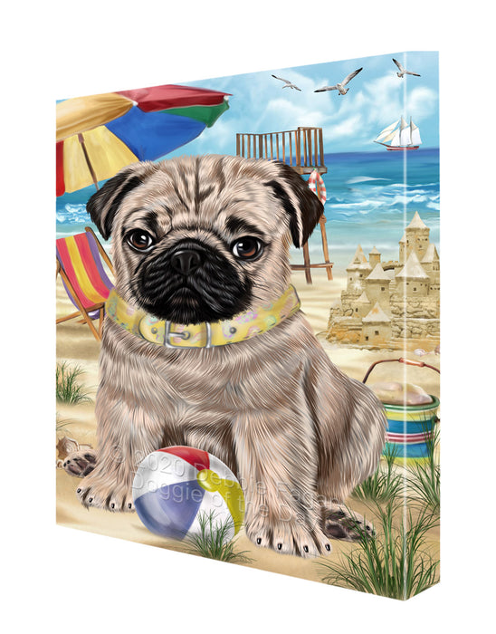 Pet Friendly Beach Pug Dog Canvas Wall Art - Premium Quality Ready to Hang Room Decor Wall Art Canvas - Unique Animal Printed Digital Painting for Decoration CVS166