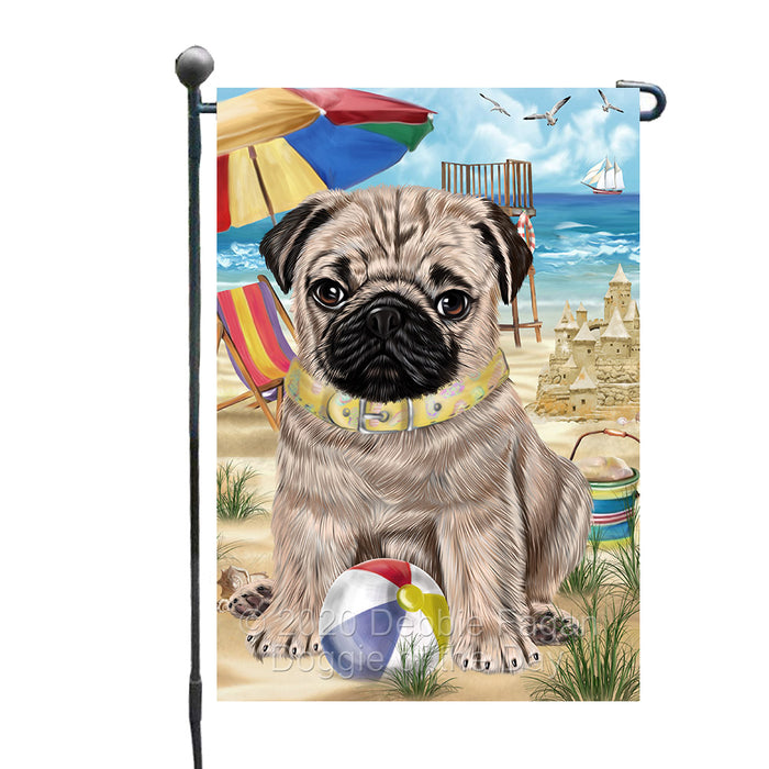 Pet Friendly Beach Pug Dog Garden Flags Outdoor Decor for Homes and Gardens Double Sided Garden Yard Spring Decorative Vertical Home Flags Garden Porch Lawn Flag for Decorations GFLG67783