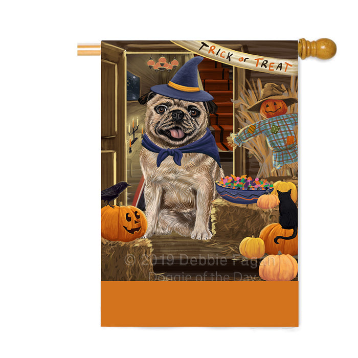 Personalized Enter at Own Risk Trick or Treat Halloween Pug Dog Custom House Flag FLG-DOTD-A59739