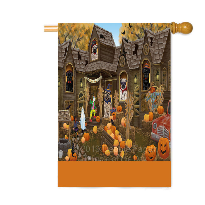 Personalized Haunted House Trick or Treat Halloween Pug Dogs Custom House Flag FLG-DOTD-A59740