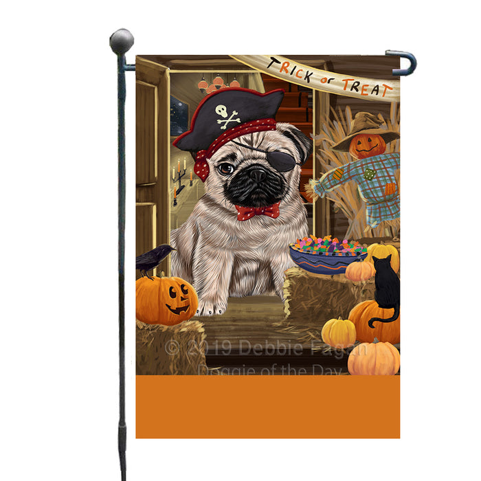 Personalized Enter at Own Risk Trick or Treat Halloween Pug Dog Custom Garden Flags GFLG-DOTD-A59685