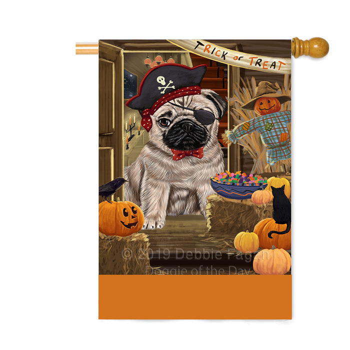 Personalized Enter at Own Risk Trick or Treat Halloween Pug Dog Custom House Flag FLG-DOTD-A59741