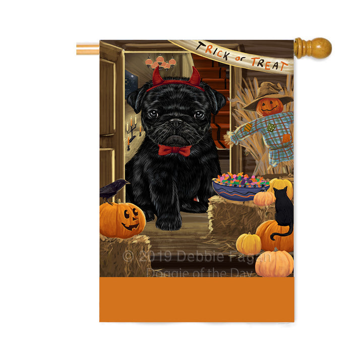 Personalized Enter at Own Risk Trick or Treat Halloween Pug Dog Custom House Flag FLG-DOTD-A59742