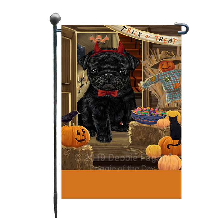 Personalized Enter at Own Risk Trick or Treat Halloween Pug Dog Custom Garden Flags GFLG-DOTD-A59686