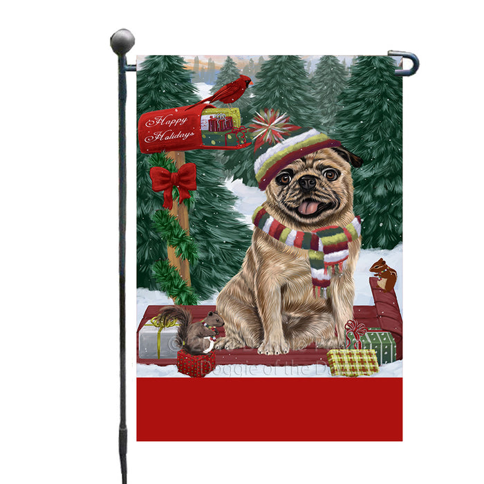 Personalized Merry Christmas Woodland Sled  Pug Dog Custom Garden Flags GFLG-DOTD-A61660