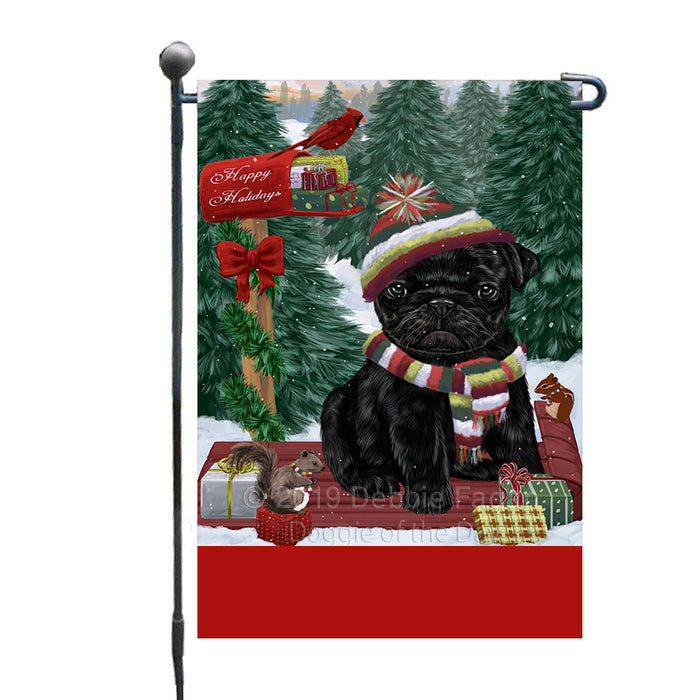 Personalized Merry Christmas Woodland Sled  Pug Dog Custom Garden Flags GFLG-DOTD-A61662