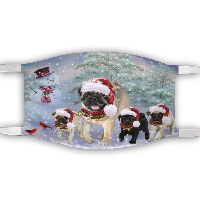 Christmas Running Fammily Pug Dogs Face Mask FM48737