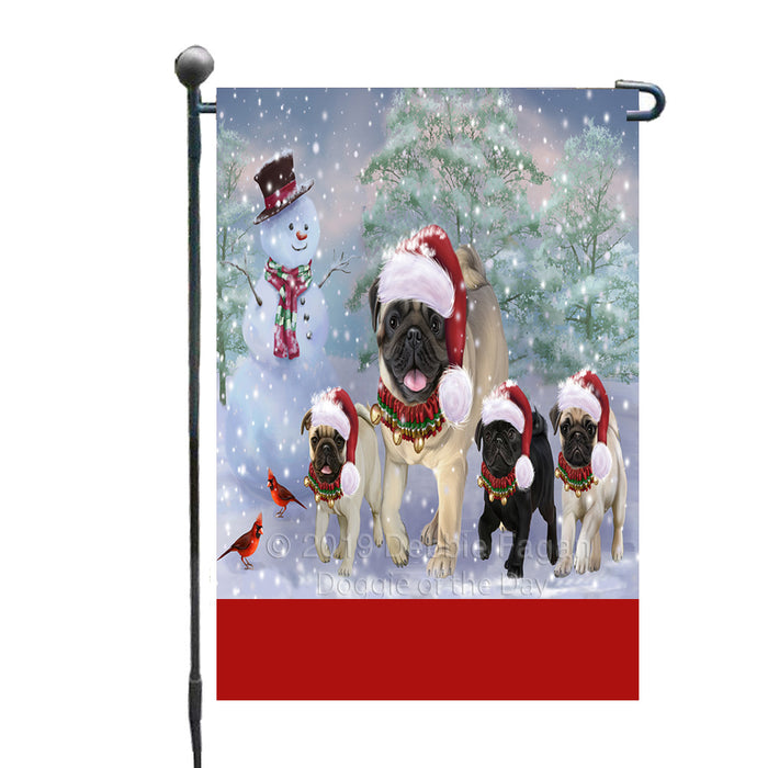 Personalized Christmas Running Family Pug Dogs Custom Garden Flags GFLG-DOTD-A60344
