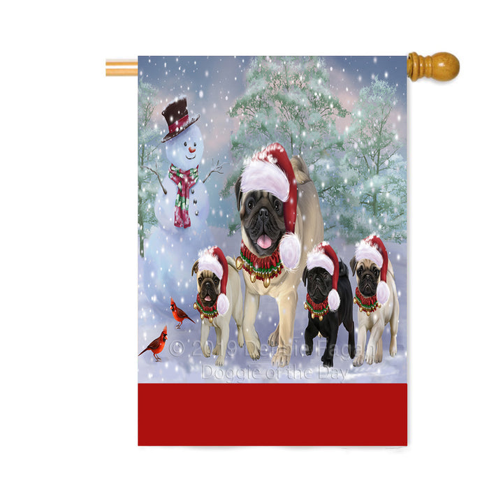 Personalized Christmas Running Family Pug Dogs Custom House Flag FLG-DOTD-A60400