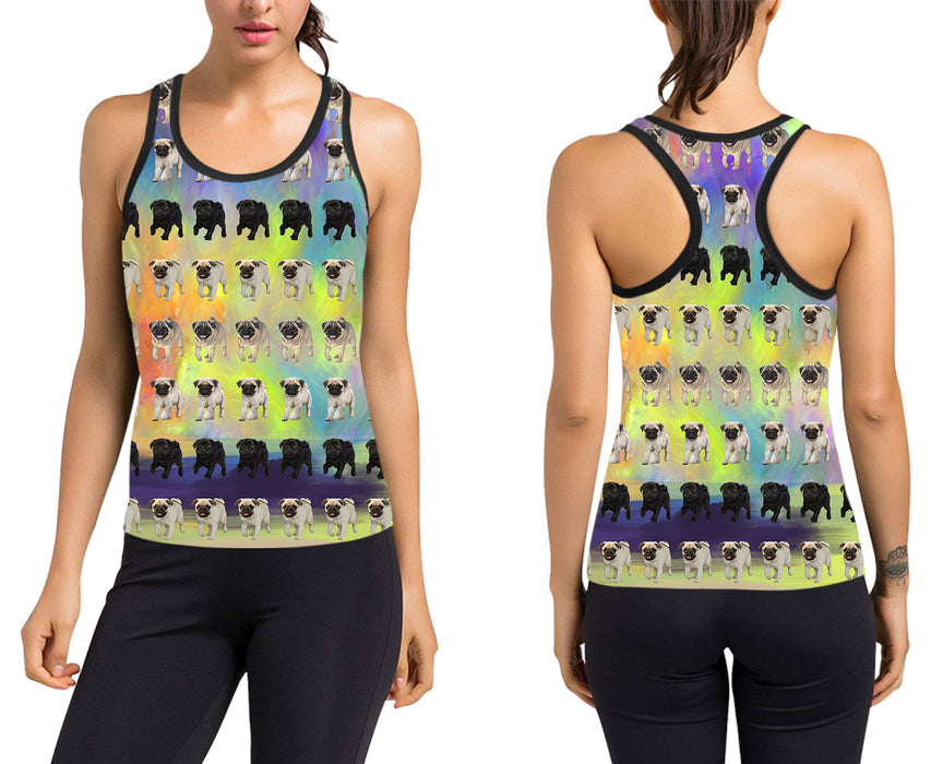 Paradise Wave Pug Dogs Women's Racerback Tank Top