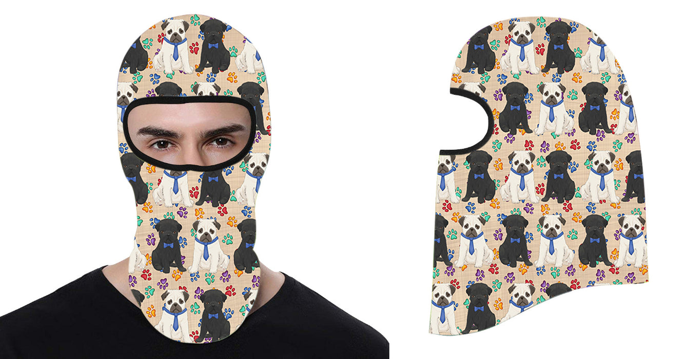 Rainbow Paw Print Pug Dogs All Over Print Balaclava Ski Mask SM48199