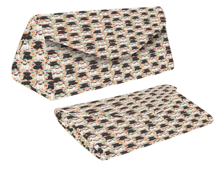 Rainbow Paw Print Pug Dogs Red Foldable Glasses Case