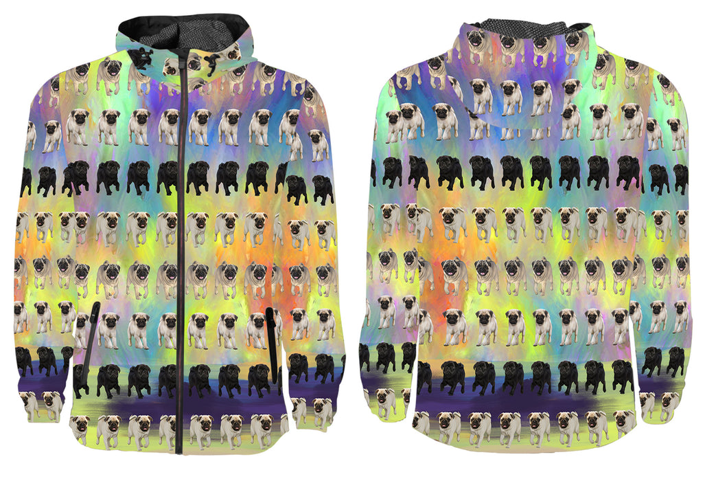 Paradise Wave Pug Dogs All Over Print Windbreaker for Men