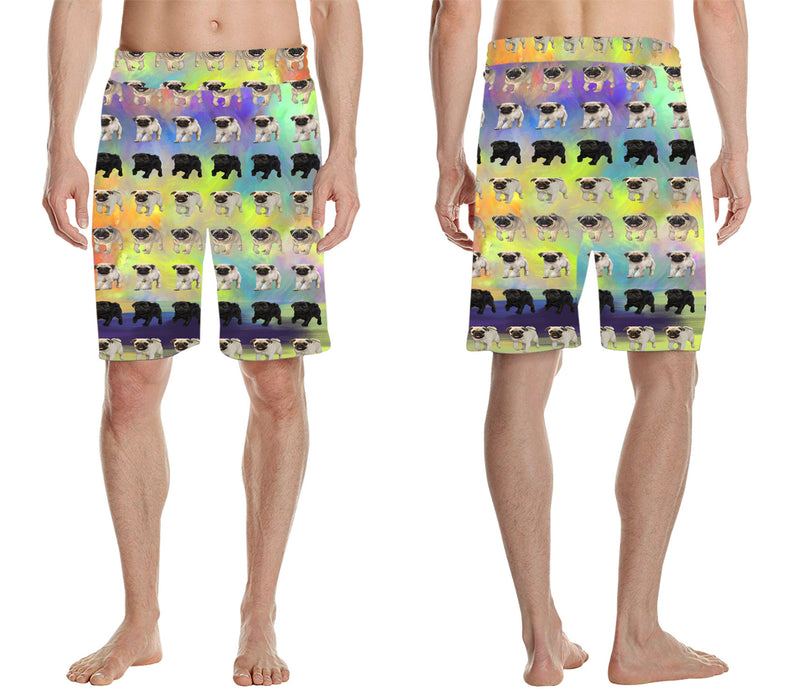 Paradise Wave Pug Dogs All Over Print Men's Casual Shorts