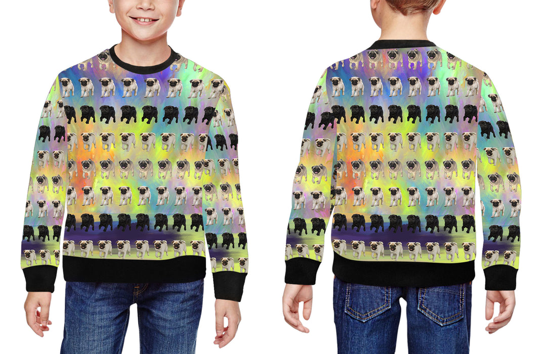 Paradise Wave Pug Dogs All Over Print Crewneck Kids Sweatshirt