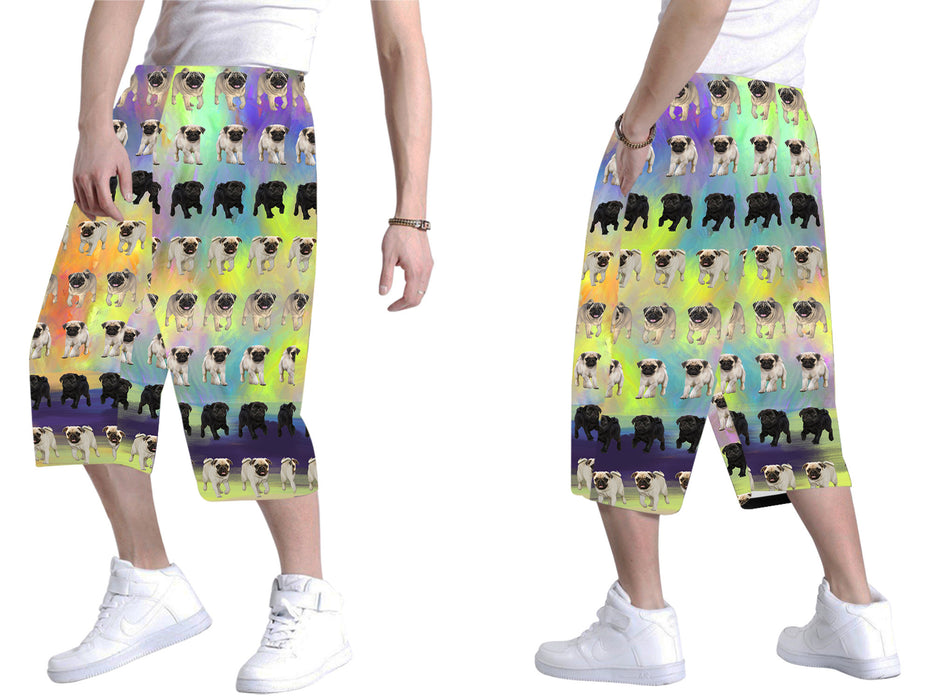 Paradise Wave Pug Dogs All Over Print Men's Baggy Shorts