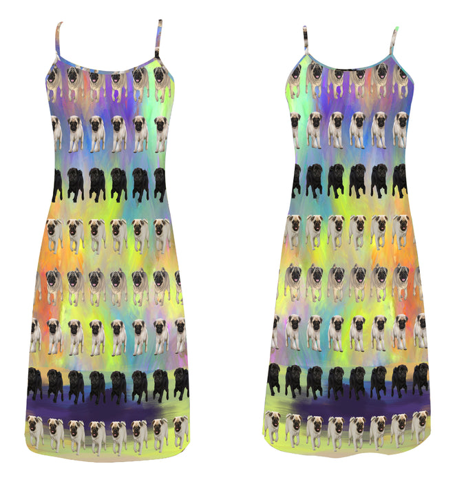 Paradise Wave Pug Dogs Alcestis Slip Dress