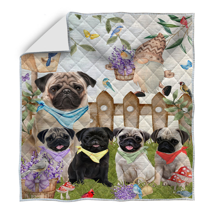Pug Bed Quilt, Explore a Variety of Designs, Personalized, Custom, Bedding Coverlet Quilted, Pet and Dog Lovers Gift
