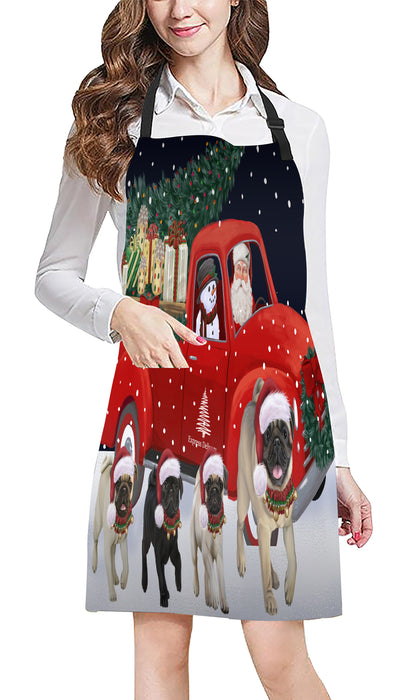 Christmas Express Delivery Red Truck Running Pug Dogs Apron Apron-48146