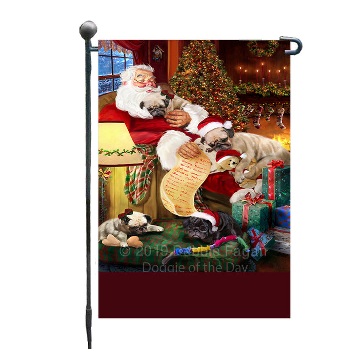 Personalized Pug Dogs and Puppies Sleeping with Santa Custom Garden Flags GFLG-DOTD-A62656