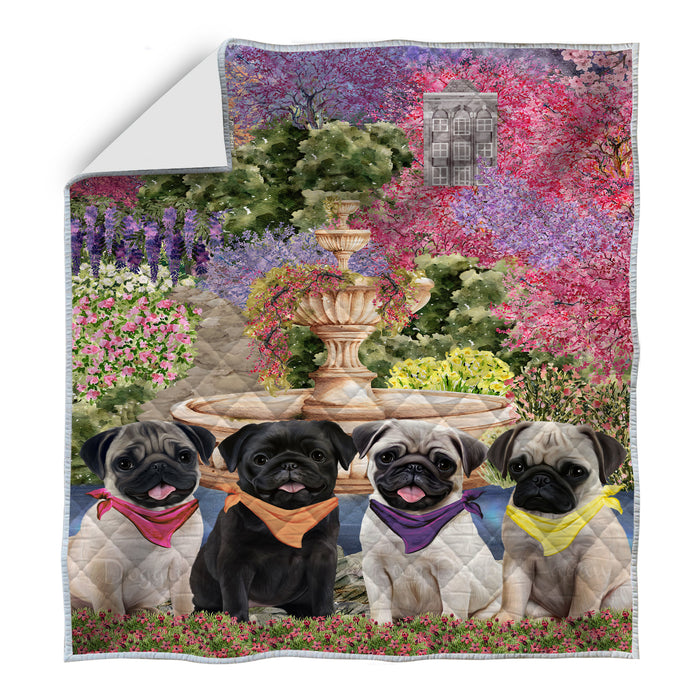 Pug Bedding Quilt, Bedspread Coverlet Quilted, Explore a Variety of Designs, Custom, Personalized, Pet Gift for Dog Lovers
