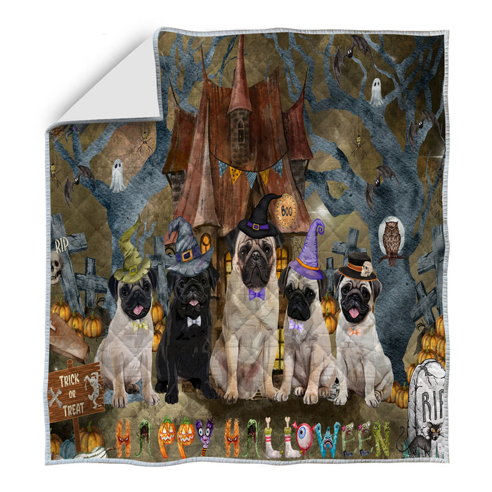 Pug Quilt: Explore a Variety of Designs, Halloween Bedding Coverlet Quilted, Personalized, Custom, Dog Gift for Pet Lovers