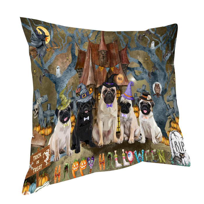 Pug Dogs Throw Pillow: Explore a Variety of Designs, Custom, Cushion Pillows for Sofa Couch Bed, Personalized, Dog Lover's Gifts