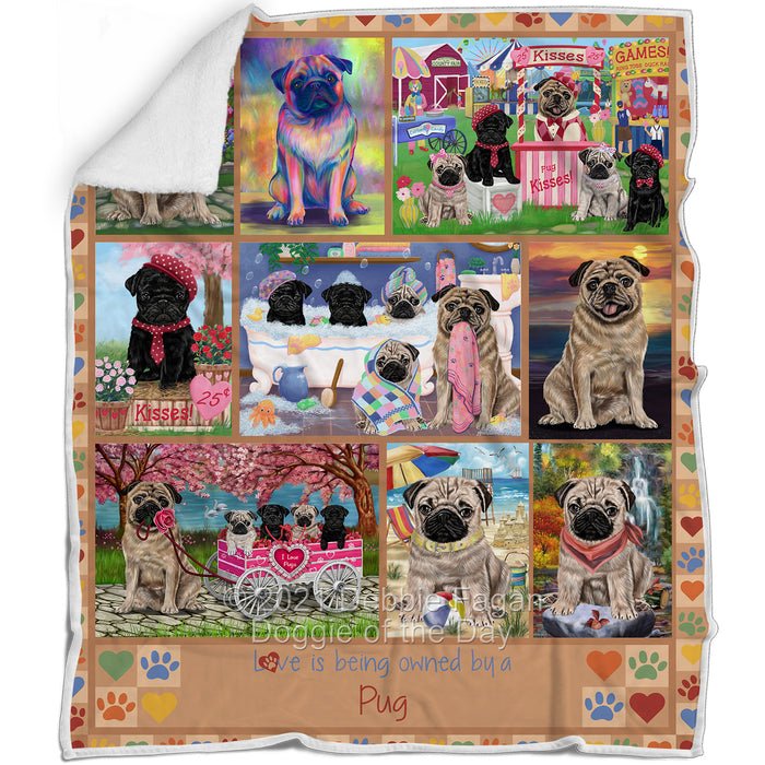 Love is Being Owned Pug Dog Beige Blanket BLNKT137748