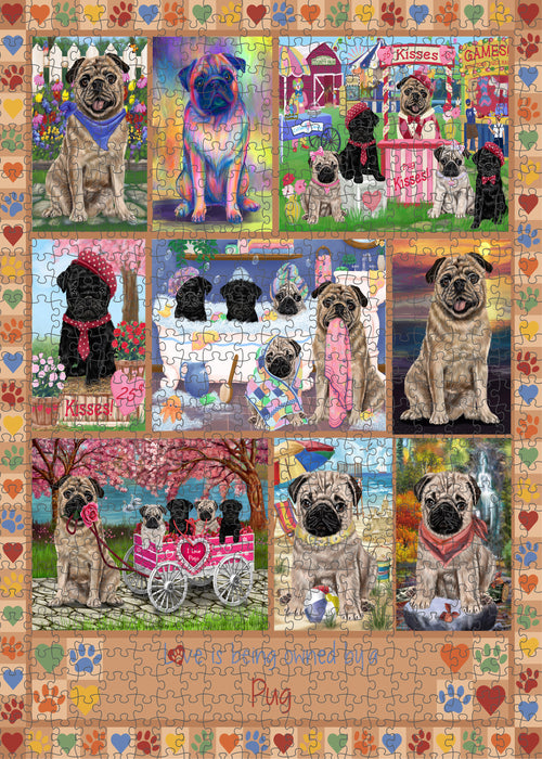 Love is Being Owned Pug Dog Beige Puzzle with Photo Tin PUZL98572