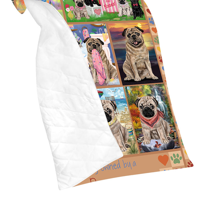 Love is Being Owned Pug Dog Beige Quilt