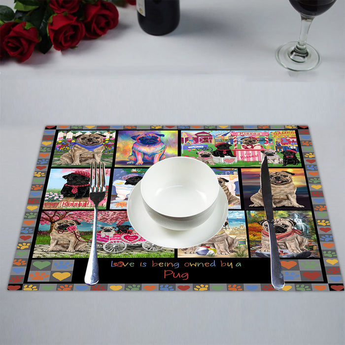 Love is Being Owned Pug Dog Grey Placemat