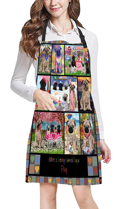 Love is Being Owned Pug Dog Grey Apron
