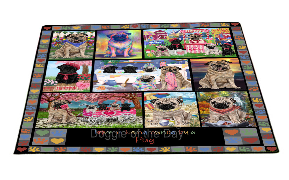 Love is Being Owned Pug Dog Grey Floormat FLMS55378