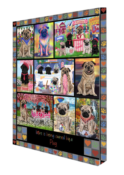 Love is Being Owned Pug Dog Grey Canvas Print Wall Art Décor CVS138365