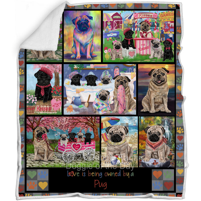 Love is Being Owned Pug Dog Grey Blanket BLNKT137757