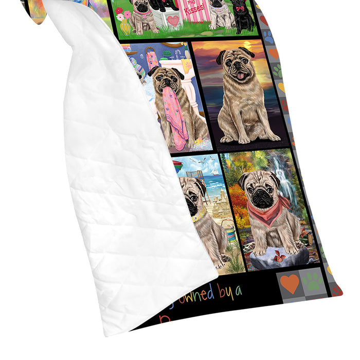 Love is Being Owned Pug Dog Grey Quilt