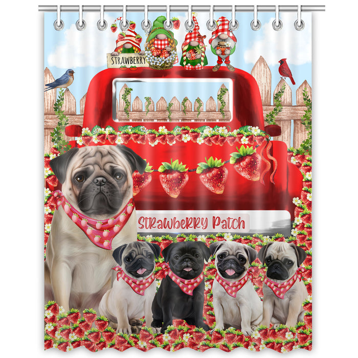 Pug Shower Curtain, Explore a Variety of Personalized Designs, Custom, Waterproof Bathtub Curtains with Hooks for Bathroom, Dog Gift for Pet Lovers