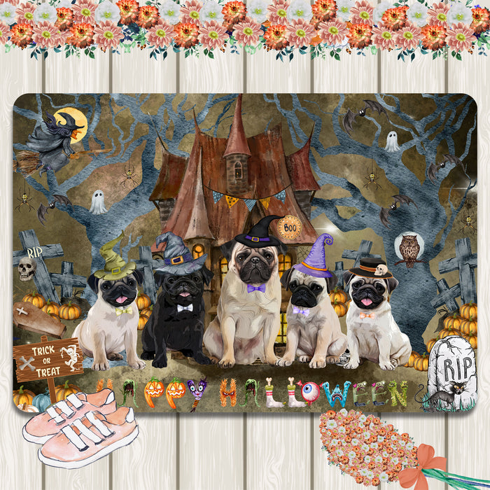 Pug Area Rug and Runner: Explore a Variety of Designs, Personalized, Custom, Halloween Indoor Floor Carpet Rugs for Home and Living Room, Pet Gift for Dog Lovers