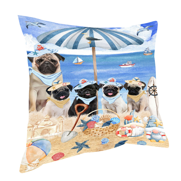 Pug Dogs Throw Pillow: Explore a Variety of Designs, Custom, Cushion Pillows for Sofa Couch Bed, Personalized, Dog Lover's Gifts