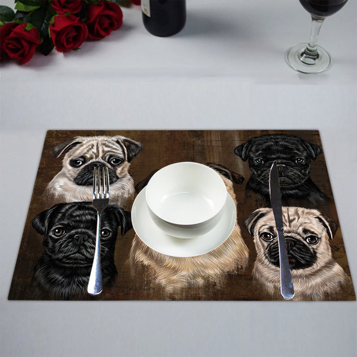 Rustic Pug Dogs Placemat